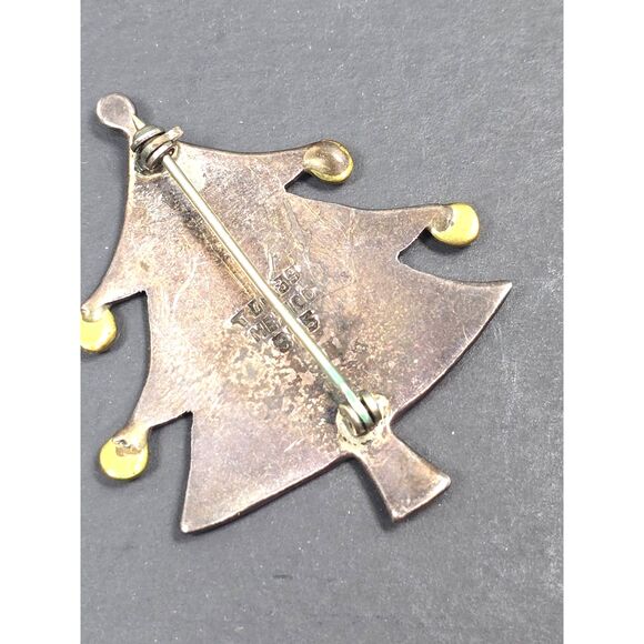 Taxco Sterling Silver Gold Brooch Pin Christmas Tree Mixed-Metal Artisan - Picture 6 of 8